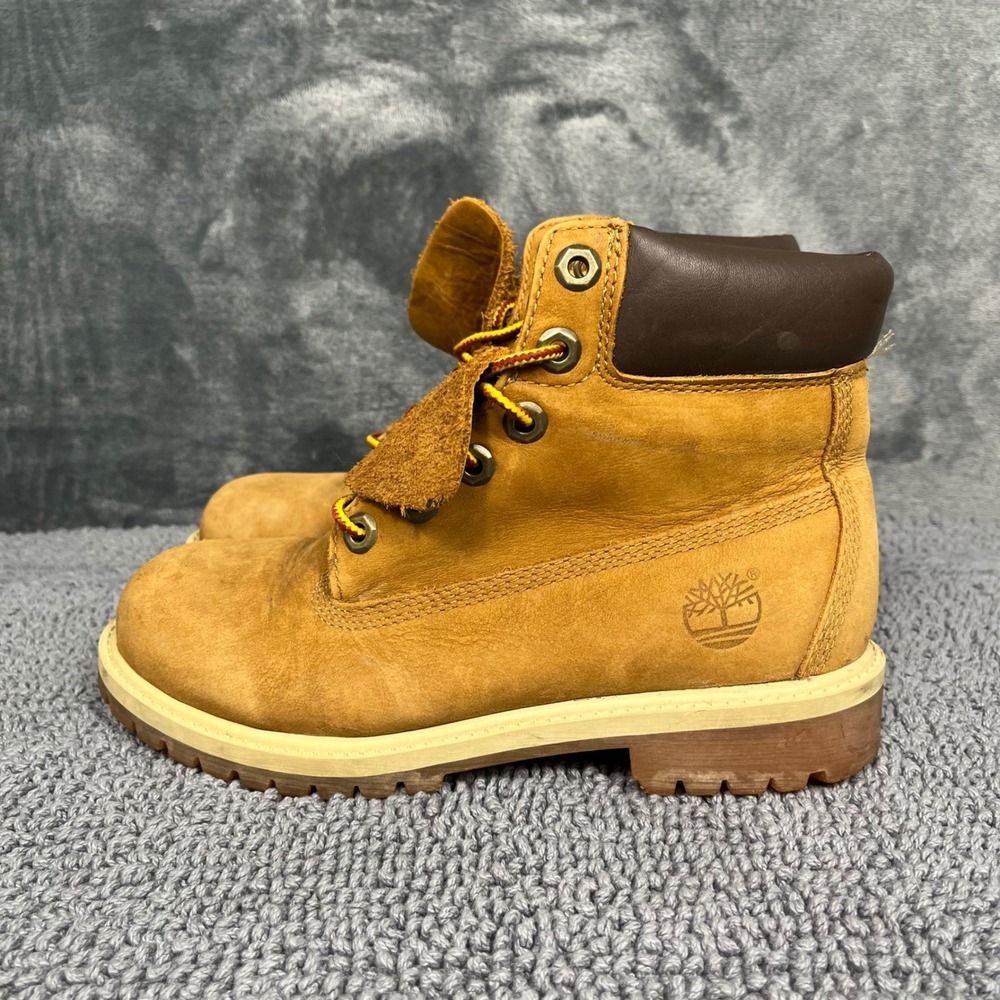 Timberland 6 Inch Premium Waterproof Wheat Nubuck Youth Boots 14949 Size 4Y